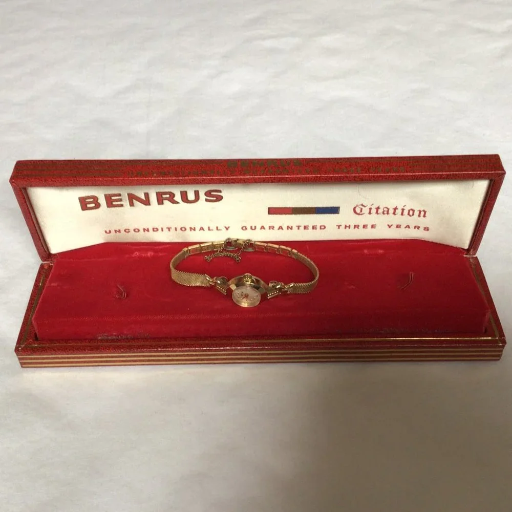Benrus - Vintage elegant ladies gold watch with box - Picture 7 of 11